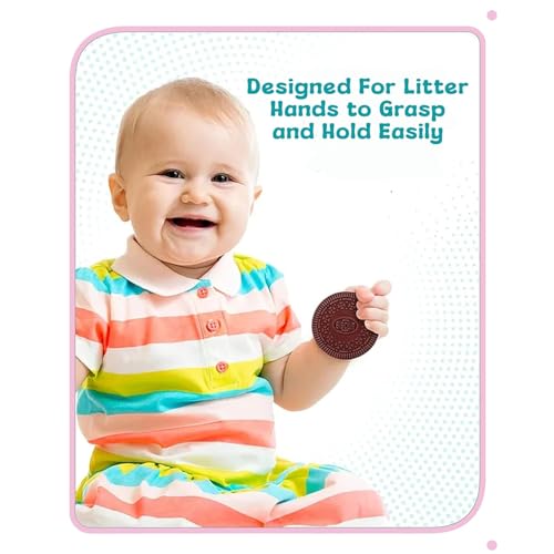 Image of BabyGo Oreo Cookie Shape Soft Silicone Teether for 6 to 12 Months, BPA Free Teething Toy for Babies with Textured Surface for Soothing Gums. 100% Food Grade (Brown) (Pack of 1)