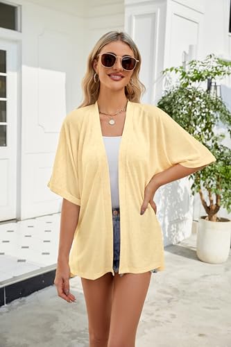 Image of Yekaty Lightweight Cardigans for Women Casual Summer Short Sleeve Cardigan Open Front Beach Coverups 2026
