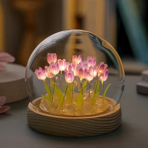 Danolt Forever Tulipani - Lampada romantica a forma di tulipano viola, per ragazze e donne, graziosa decorazione per la stanza