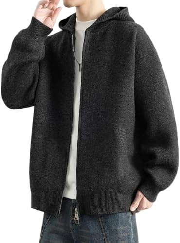 （03:30時点） [YEOREO] パーカー メンズ プルオーバー 無地 フード付き おしゃれ 大きいサイズ カーディガンレイフード付きゆったり カジュアル メンズ セーター 秋冬服 暖かい -hei-2XL