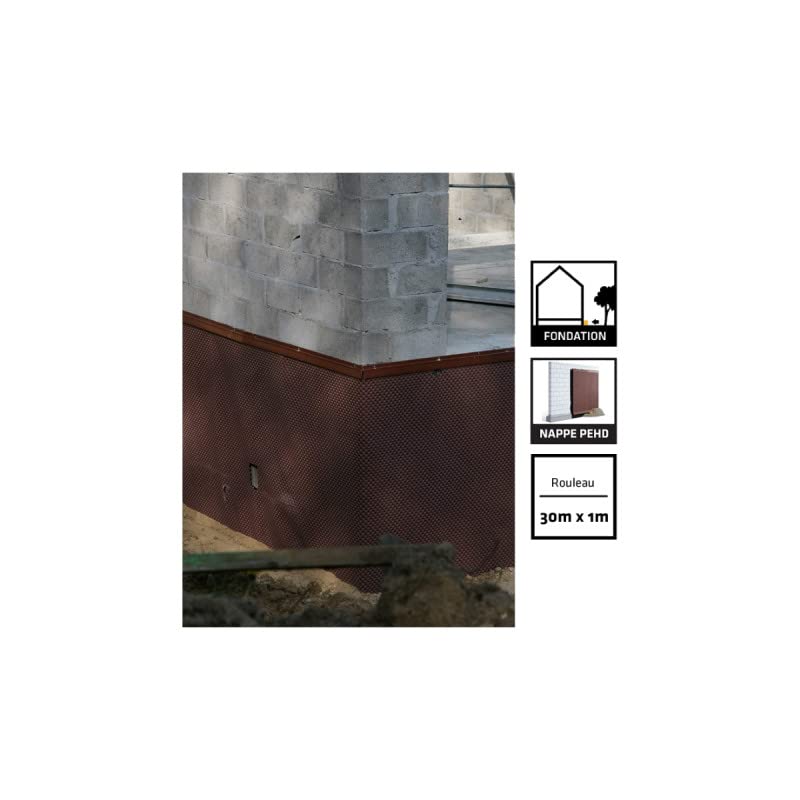 Sika - Hoja protectora para paredes enterradas - Sika Protection Fundation Marrón - Protege los cimientos de golpes y humedad durante el relleno, rollo de 30 m x 2 m