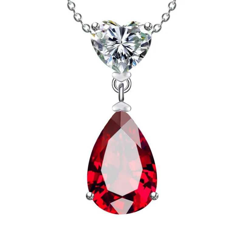 Bling Queen Womens Silver Plated Pendant Necklace With Cubic Zirconia, Water Drops Pendant Necklace, Trendy Pendant Necklace For Girls, Cubic Pendant Necklace For Womens, Womens Pendant Chain(Red) (B0CRH5HYWR) Amazon Price History, Amazon Price Tracker