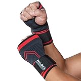 fitlosa® Set 2 | Handgelenkbandage Sport | Handgelenk Bandagen Links Rechts | Handbandage Fitness | Handgelenkschoner Wrist Support | Handgelenkstütze | Hand Bandage Arbeit (M, ROT)