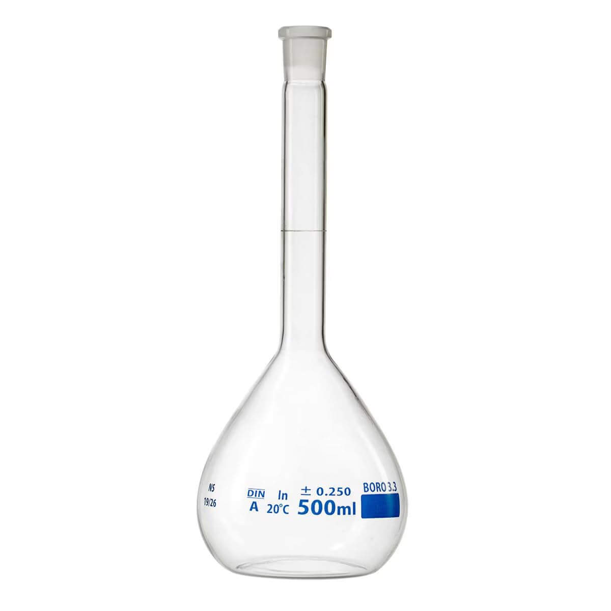 Volumetric Flask, Clear, 1000 mL, with Glass Stopper, Class A with Lot Certificate