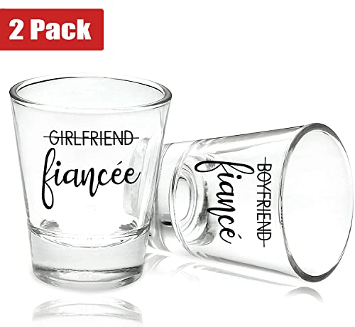 Boyfriend And Girlfriend Shot Glasses Gift Set Engagement Gifts For Couples - Fiance Fiancee Classic Shot Glasses Gift For Him And Her - His And Hers Shot Glasses For Mr And Mrs Bride And Groom-1.5Oz #TOP1
