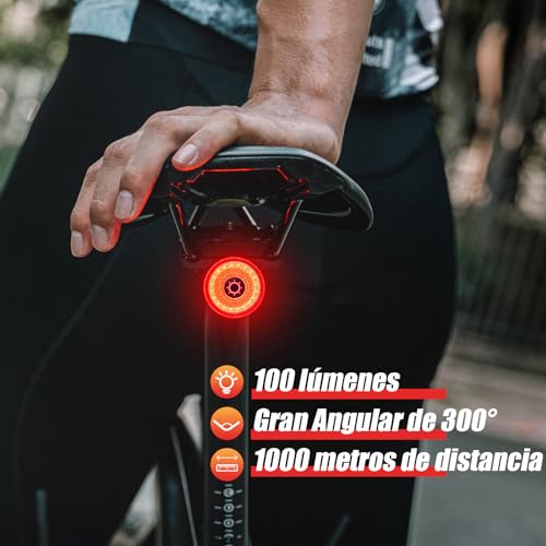 Gaciron LOOP-100 luz Trasera Bicicleta, con Sensor de Freno Inteligente,100 LM de Alto Brillo,luz Bicicleta Trasera de aleación de Aluminio con instalación magnética,Luz Bicicleta Recargable - imagen 2