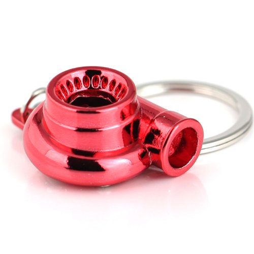 Image of maycom Creative Spinning New Turbo Turbocharger Keychain Key Chain Ring Keyring Keyfob (Anodized Red)