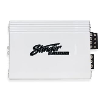 Stinger Audio MT-600.4M Compact Marine Class D 4-Channel 1000W RMS Amplifier with Crossovers & Remote Level Control Bass Knob for Boats, Pontoons, or 4x4 Off-Road Vehicle Car Audio Systems