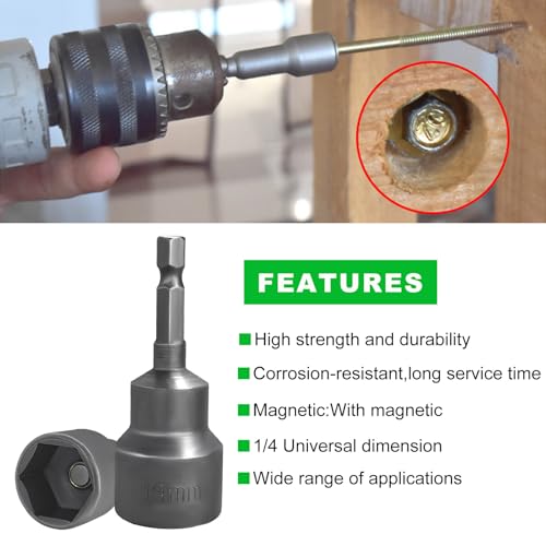 Image of povtii Scissor Jack Socket, 3 /4 Inch or 19mm Magnetic Hex Socket Hex Drive Jack Drill Adapter, Compatible with 1 /4 Inch Diameter Hex Shank Tool for RV Jack, Car Accessories