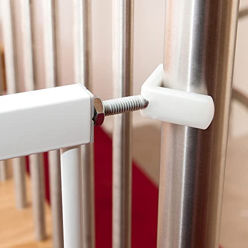Hauck Türschutzgitter/Treppenschutzgitter für Kinder Open N Stop KD Safety Gate, 84-89 cm breit/weiß & Y-Spindel, für Geländer, für hauck Schutzgitter Autoclose N Stop, 75-80 cm, 2 Stück, weiß