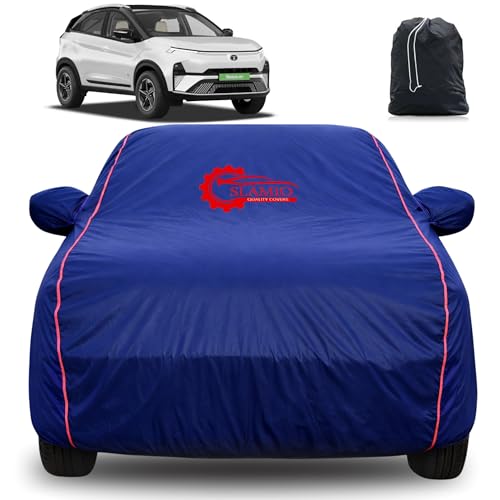 Image of 100% Waterproof Car Cover for Tata Nexon EV 2020-2026 | All-Weather, Dustproof & UV Protection | Heavy-Duty 3-Layer Fabric | Custom Fit with Mirror & Antenna Pocket | Navy Blue