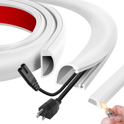 Image of 1M Cable Trunking Flame-Retardant Cable Management for TV & Garden Cables Silicone Flexible Trunking Cable Cover Fits 2-5 Cords, Self-Adhesive Trunking for Electric Cables for Home Office(White, 27mm)