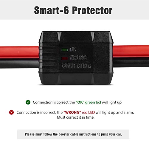 Booster Jumper Cable 6 Gauge x 16Ft with Reverse Polarity Protection, Safety Gloves,Carry Bag for Car Van Truck