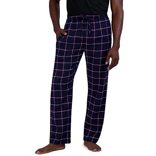 Hanes Ultimate Men's Flannel Pant, Navy Box Plaid, Small