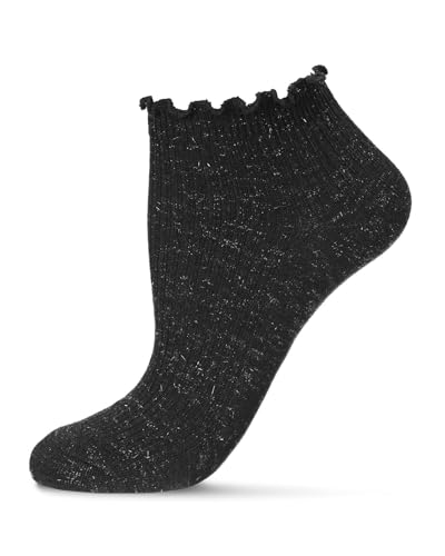 MeMoi Sparkle Rib Scalloped Cuff Low Cut Socks2