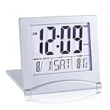 KANBIT Small Digital Travel Alarm Clock Battery Operated, Portable Large Number Display Loud Alarm...