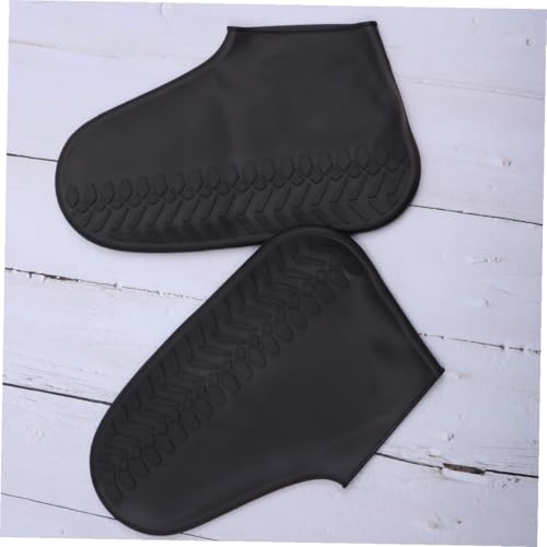 Outanaya 1 par de protector de zapatos para adultos, cobertura completa, diseño con borde elástico para días lluviosos, talle M, color negro miniatura 3