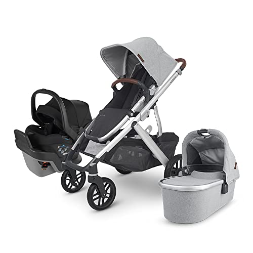 Vista V2 Stroller – Stella (Grey Brushed mélange/Silver/Chestnut Leather) + MESA MAX – Jake (Charcoal)