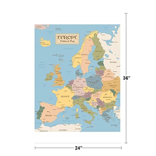 Vintage Map Of Europe Travel World Political Map Cities In Detail Map Posters For Wall Map Art Wall Decor Geographical Illustration Tourist Travel Destinations Cool Wall Decor Art Print Poster 24X36 #TOP3