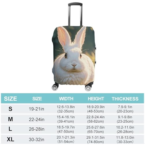 Cute White Rabbit Luggage Cover Protector - Travel Suitcase Sleeve with Dual-Sided Prints, Universal Fit 18-32 Inch, Washable Anti-Scratch Travel Baggage Cover M2