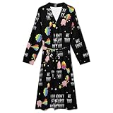 FOSKERV Women's Long Sleeve Robe, Soft Comfortable Loungewear with Belt, Fashion Open Front Nightgown for Bedroom, Living Room, Pink Pigs Animal I Didnt My Blew You A Kiss, (M)