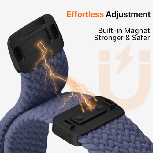 Image of Fullmosa 2 Packs Magnetic Braided Watch Bands - 18mm 20mm 22mm Quick Release Replacement Wristband, Stretchy Nylon Solo Loop Compatible with Traditional and Smartwatches for Men Women