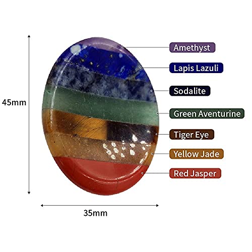 SHARKOOO Thumb Worry Stone for Anxiety, 7 Chakra Crystals Healing Stones, Oval Chakra Worry Stone, Meditation Crystal - Image 8