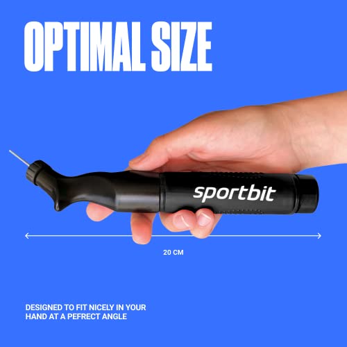Image of SPORTBIT Ball Pump for Sports Balls - Push & Pull Inflating System - Hand Pump for All Exercise Balls - Volleyball Pump, Basketball Inflator, Football & Soccer Ball Air Pump - Goes with 5 Needles Set