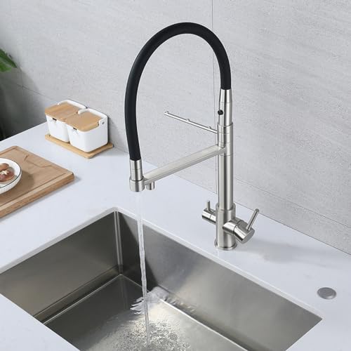 Mitigeur de cuisine flexible à double levier et robinet d'eau potable - 4