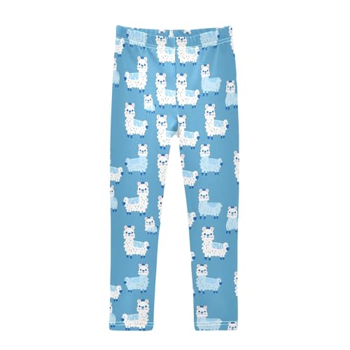 Alpaca Blue Background 1 Girls Leggings Athletic Pants Tights Stretch Bottom