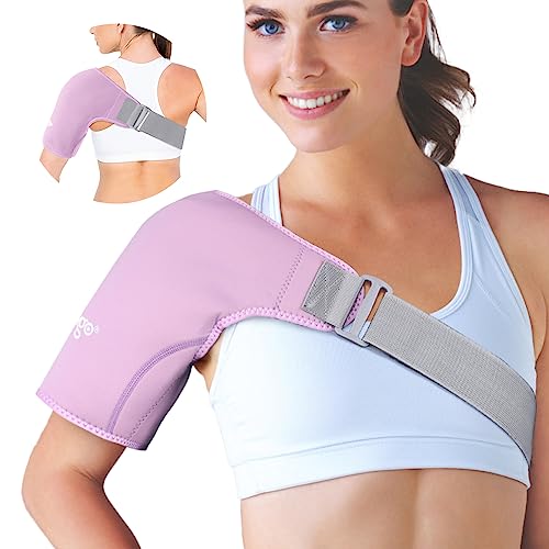 NEWGO Shoulder Ice Pack Rotator Cuff Cold Therapy FSA HSA Eligible Shoulder Ice Pack Wrap Cold Pack for Pain Relief Recovery After Surgery Sore Muscles Tendonitis - Purple