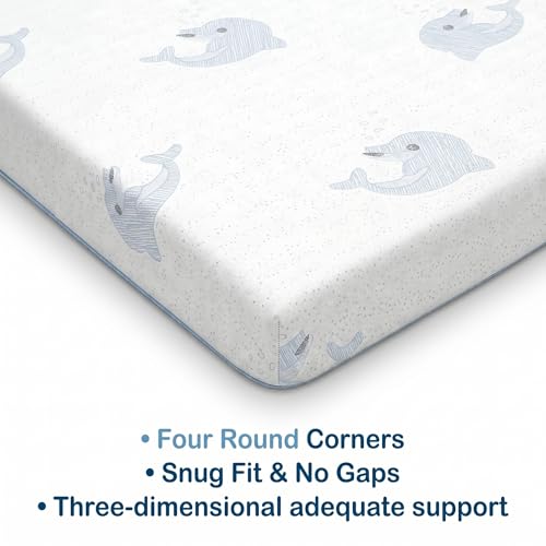 Image of Pack and Play Mattress,Breathable Dual Sided Firm & Soft Memory Foam Pack N Play Mattresses,Baby 38 inchX26 inch Mattress for Pack N Play with Removable Cover (White05)
