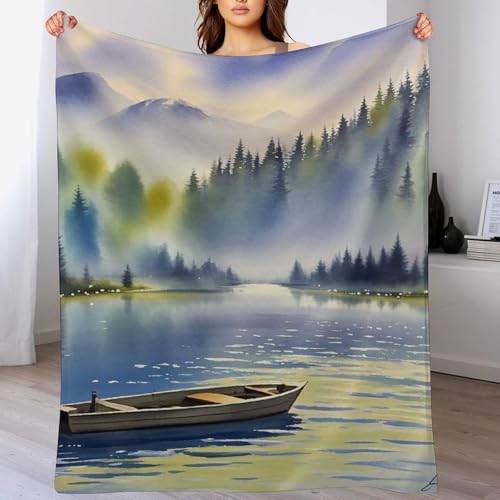 Couverture en flanelle douce et durable imprimé lac pour lit