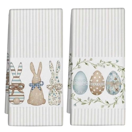 Puomue 2 Pack Easter Kitchen Towels Dish Towels 16 Inch X 26 Inch Lint Free Spring Decoration Hand Towels for Home 2