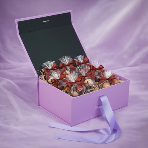 Image of RBS - Foldable Gift Box with Ribbon 23 x 16 x 10cm Gift Boxes for Packaging (1 Pack) Multi-Purpose Gift Boxes for Presents Reuse Gift Packing Box Decorative Hamper Box (Lavender Lyric)