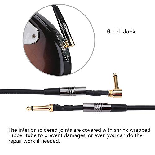 Rayzm Câble Guitare 3 mètres - Noiseless Guitare/Basse Lead, Câble D'instrument Mono Mâle TS 1/4 Jack Droit et Angle Droit - Jacks Connexion en Cuivre/Contacts Or - Image 4
