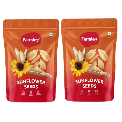 Image of Farmley Sunflower Seeds 400 gram I Sunflower Seeds for Eating | Diet Food | Healthy Snack | Raw seeds | Weight management | Source of Antioxidants Pack of 2