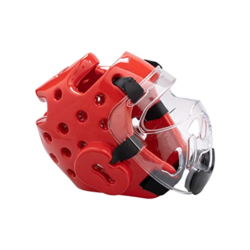 Casco ajustable para adultos y niños, kickboxing, para taekwondo, muay thai, karate, rojo, XL