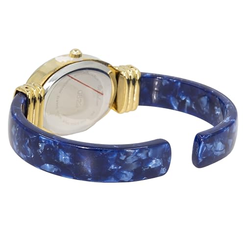 Blekon SS-0823-GL-BLK-WH Collections Women'S Round, Oval, Rectangle Case Shapes Acrylic Tortoise Shell Color Design Cuff Bangle Watch thumb #6