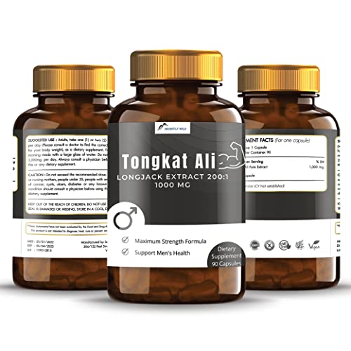 Tongkat Ali Longjack Extract 200:1 - Natural Energy Booster - 1000MG - 90 Capsules