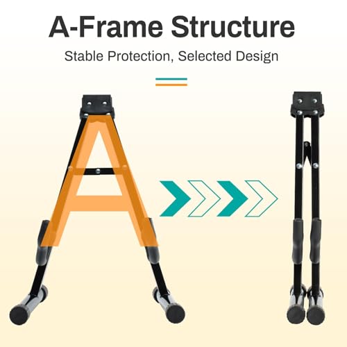 MOSEN Guitar Stand, 2 Pack Foldable A-Frame Guitar Stand with Non-Slip Rubber and Foam Arms for Acoustic Classical and Electric Guitars Bass Ukulele Holder. (Installation model)