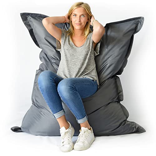 LIVEDECO - Pouf Géant XL 160 x120 cm Intérieur et Extérieur, Déhoussable, Salon, Jardin, Anthracite BiG52