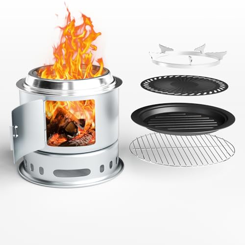 Self-Burning Grill GRILL FORCE 5 in 1 Fire Pit with Grill Plate, Cooking Grate, Korean Grill Plate and Pot...