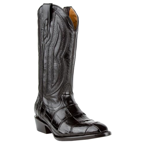 Mens Stallion American Alligator Round Toe Dress Boots Mid Calf - Black2