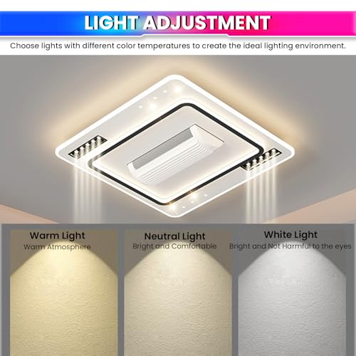 Image of amiciSmart Luxury Bladeless Ceiling Fan with Integrated LED Lighting | Remote Control | Adjustable Speed & Brightness| Bunk-Bed Children Safety,Acrylonitrile Butadiene Styrene