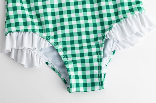 Image of LIZENS Girls One Piece Swimwear Checker Print Ruffles Bathing Suit for Kids Size 2-12