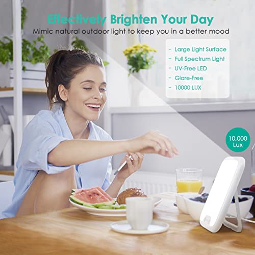 Light Therapy Lamp, Uv-Free 10000 Lux Therapy Light, Touch Control Sun Lamp With Adjustable Brightness And Memory & Timer Function, Large Surface 90° Rotatable Stand Light Therapy Box For A Happy Mood #TOP1