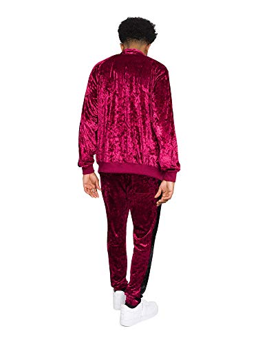 G-Style Usa Men's Velvet Velour Tracksuit Set - Zipper Jacket And Sweatpants St851 - Burgundy - 3X-Large #TOP5