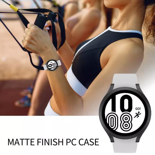 Image of OpenTech Hard Matte Silicone Protection Front Case Cover for Samsung Galaxy Watch 4 (40mm) (No Screen Protector Attached) (Black)