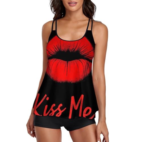 Women Two Piece Swimsuit Monokini Halter Neck Swimdress Retro Boho Beachwear